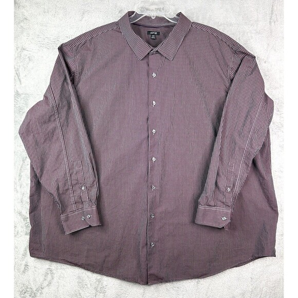 Apt. 9 Shirt Men's 4XB Maroon Striped Long Sleeve Button Up Casual Professional - Picture 1 of 7